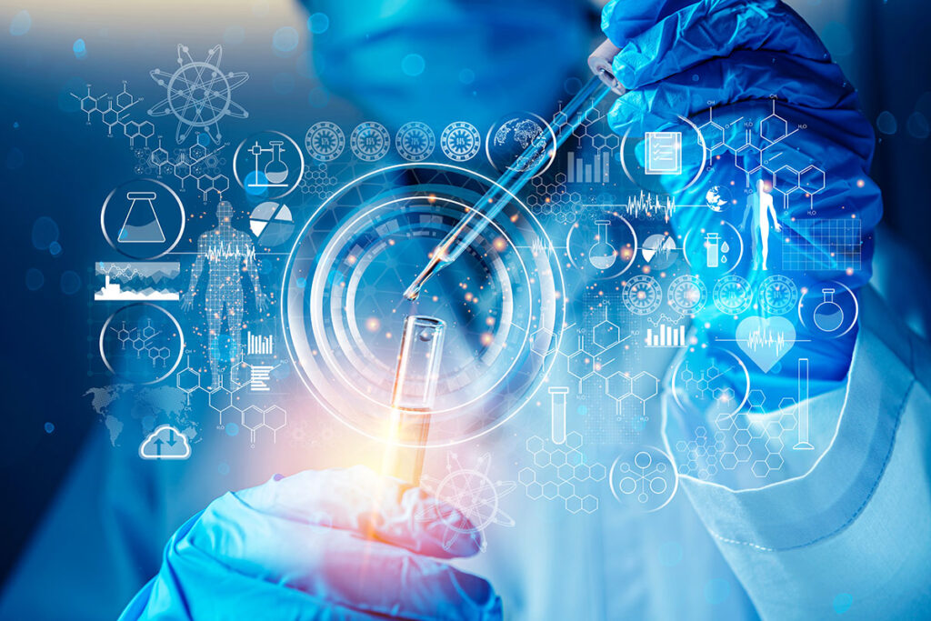 scientist researching treatments on test tube